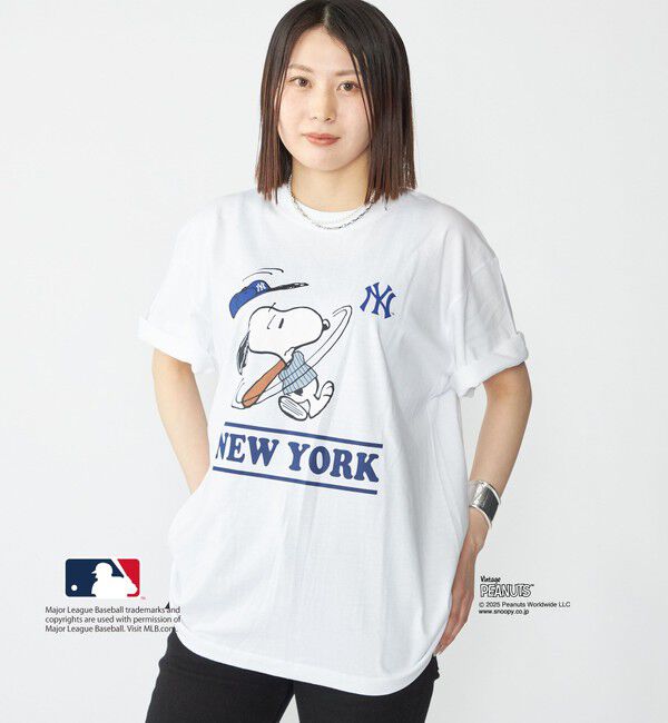 SHIPS「SHIPS: PEANUTS&times;MLB プリント Tシャツ」|Tシャツ・カットソー|オフホワイト