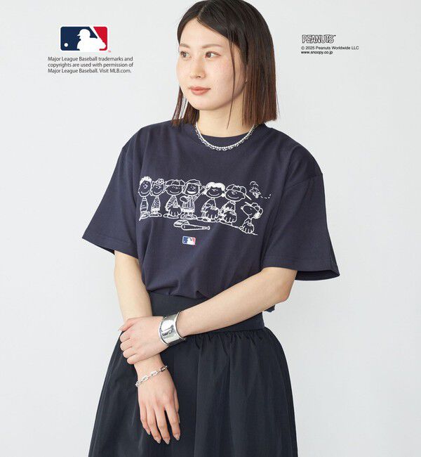 SHIPS「SHIPS: PEANUTS&times;MLB プリント Tシャツ」|Tシャツ・カットソー|ネイビー
