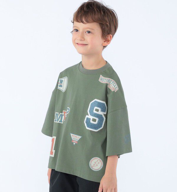 SHIPS KIDS「SHIPS KIDS:100～130cm /〈UVカット/接触冷感〉ワッペンプリント Tシャツ」|Tシャツ・カットソー|