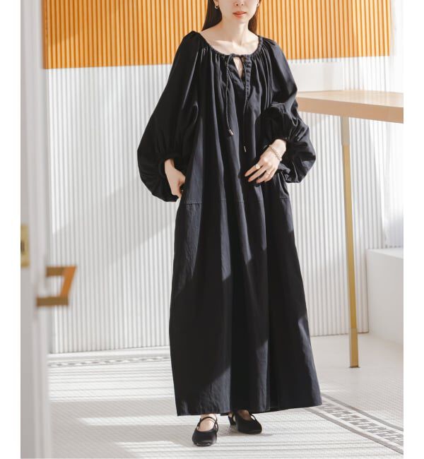NOBLE「《NOBLE別注》【洗える】venit/ヴェニット コットンシルクバルーンスリーブワンピース」|ワンピース|