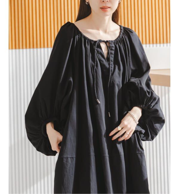 NOBLE「《NOBLE別注》【洗える】venit/ヴェニット コットンシルクバルーンスリーブワンピース」|ワンピース|