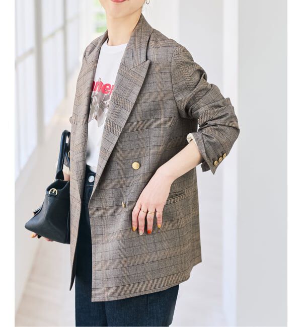 Spick and Span「《セットアップ可 / 予約》ウールブレンドグレンチェックジャケット」|テーラードジャケット|