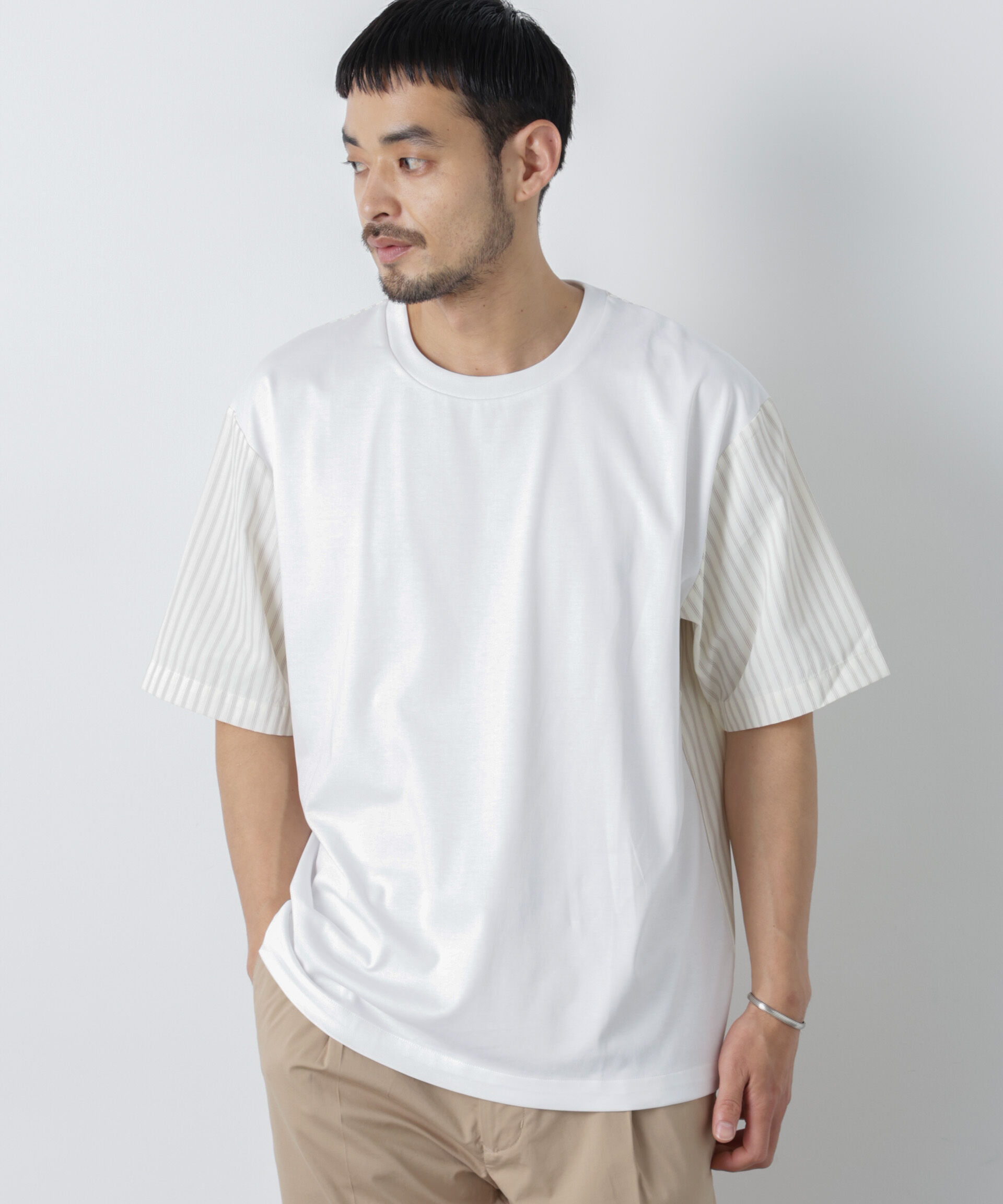 nano･universe「スムース布帛ドッキングTシャツ 半袖」|Tシャツ・カットソー|