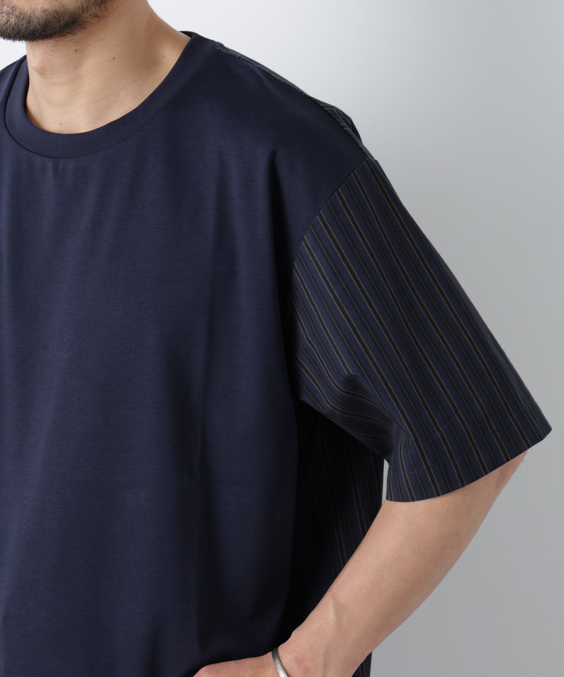 nano･universe「スムース布帛ドッキングTシャツ 半袖」|Tシャツ・カットソー|