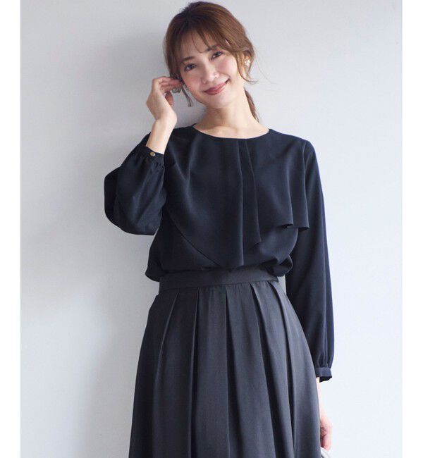 any SiS「【洗える】ケープフリル ブラウス」|シャツ・ブラウス|ネイビー