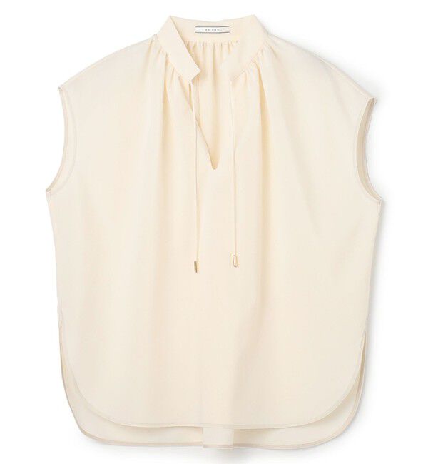 BEIGE,「【マルチファンクション素材】BATEAU / Vネック ギャザーブラウス」|シャツ・ブラウス|
