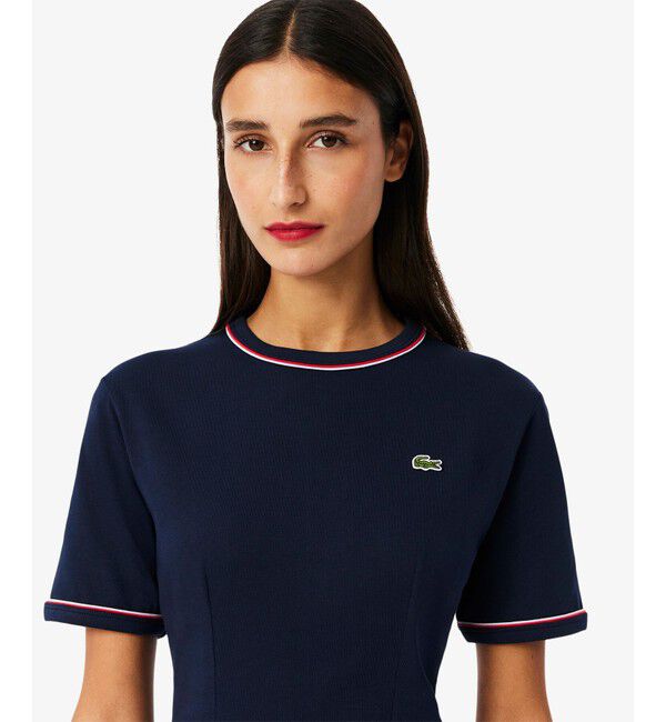 LACOSTE「配色ラインドリブTシャツドレス ワンピース」|ワンピース|