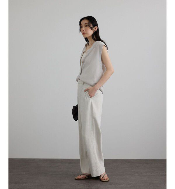 SALON adam et rope'「NALYAビスコース・麻ツイルイージースラックス / セットアップ対応」|チノ|