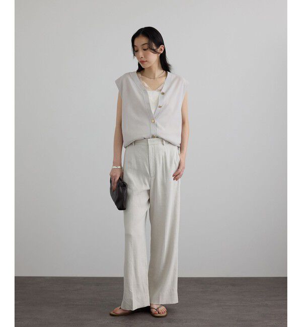 SALON adam et rope'「NALYAビスコース・麻ツイルイージースラックス / セットアップ対応」|チノ|