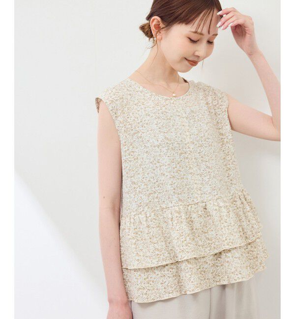 Rope&rsquo;Picnic「小花柄ティアードゼロスリーブブラウス」|シャツ・ブラウス|