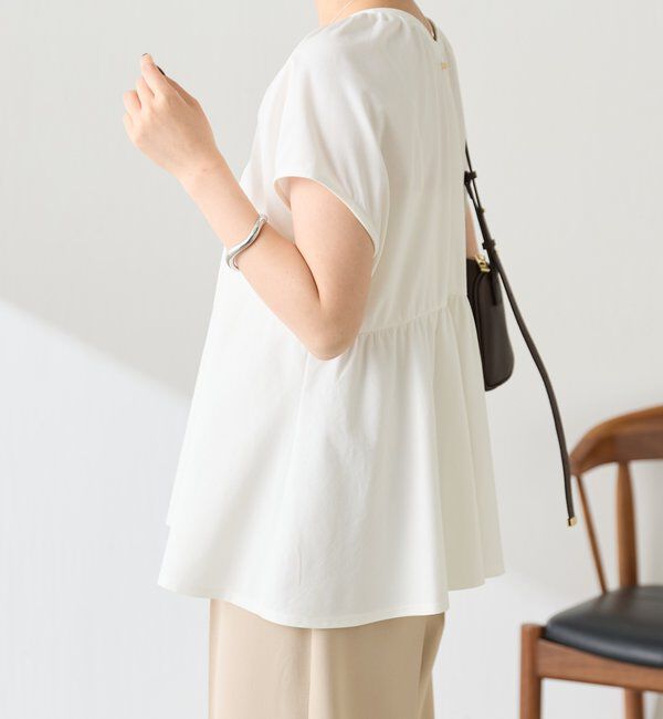  「【スタイルアップ】切替ギャザーカットソー」|Tシャツ・カットソー|