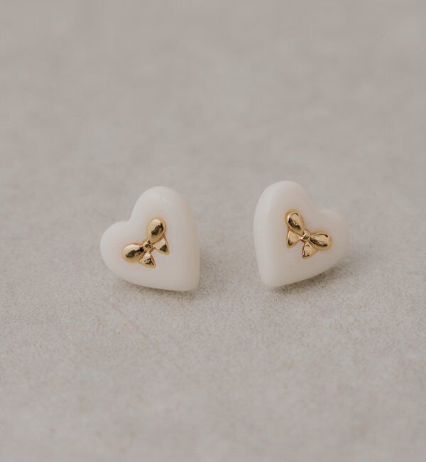  「リボンデザインハートピアス」|ピアス|