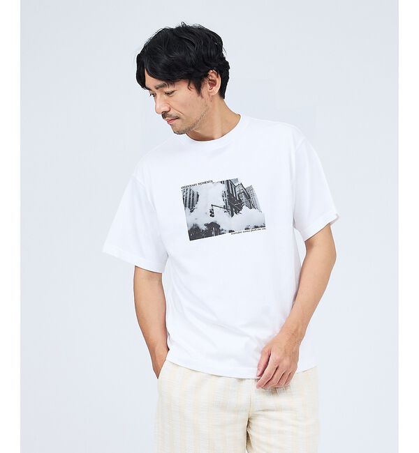 ABAHOUSE「シティスケープ プリント 半袖Tシャツ【予約】」|Tシャツ・カットソー|ホワイト