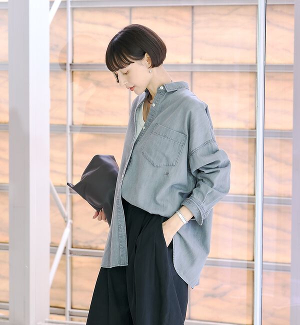 Rouge vif「【定番人気 / 2026AW】デニムオーバーサイズシャツ【予約】」|シャツ・ブラウス|