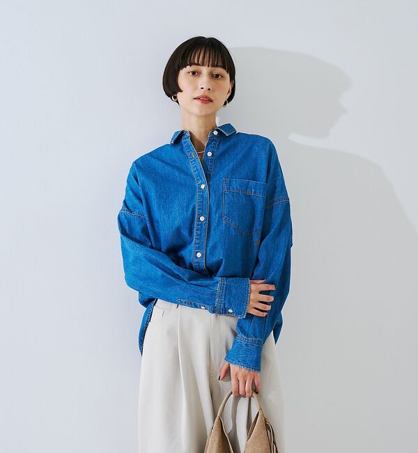 Rouge vif「【定番人気 / 2026AW】デニムオーバーサイズシャツ【予約】」|シャツ・ブラウス|