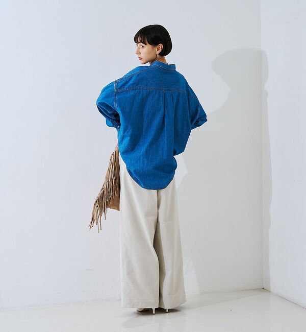 Rouge vif「【定番人気 / 2026AW】デニムオーバーサイズシャツ【予約】」|シャツ・ブラウス|