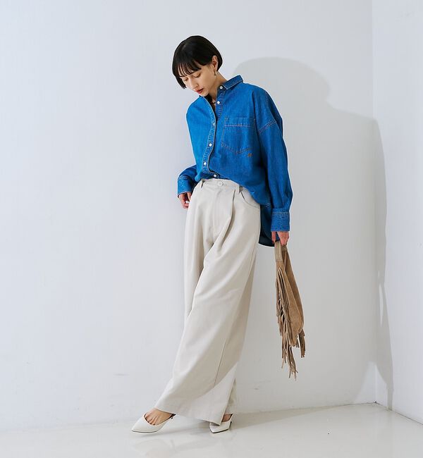 Rouge vif「【定番人気 / 2026AW】デニムオーバーサイズシャツ【予約】」|シャツ・ブラウス|