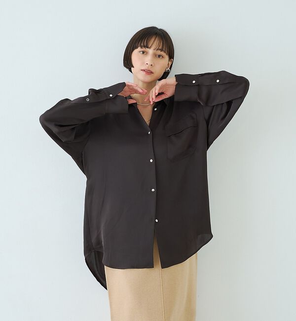 Rouge vif「サテンウエストリボン付きシャツ【予約】」|シャツ・ブラウス|