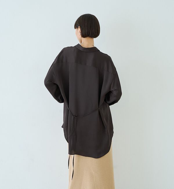 Rouge vif「サテンウエストリボン付きシャツ【予約】」|シャツ・ブラウス|