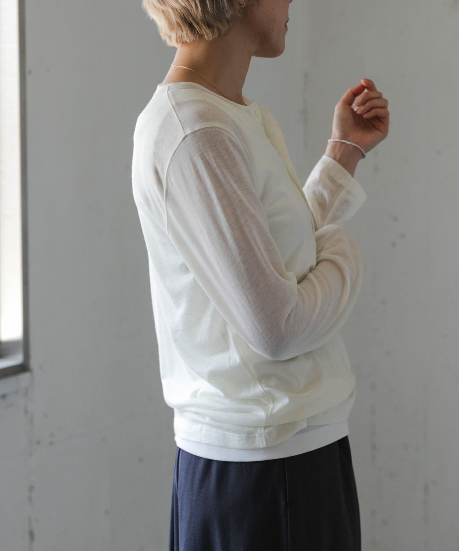 URBAN RESEARCH DOORS「FORK&SPOON　ウール混ヘンリーネックカットソー」|Tシャツ・カットソー|