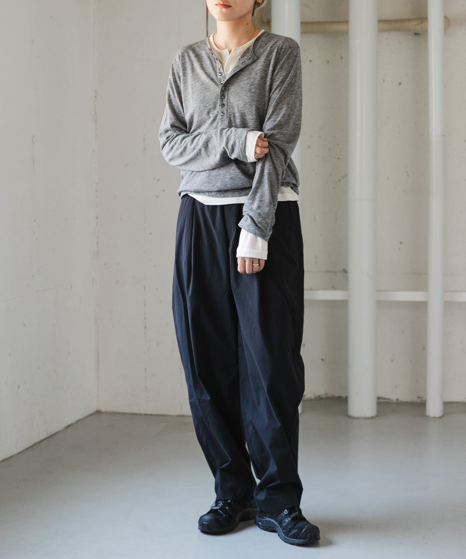 URBAN RESEARCH DOORS「FORK&SPOON　ウール混ヘンリーネックカットソー」|Tシャツ・カットソー|
