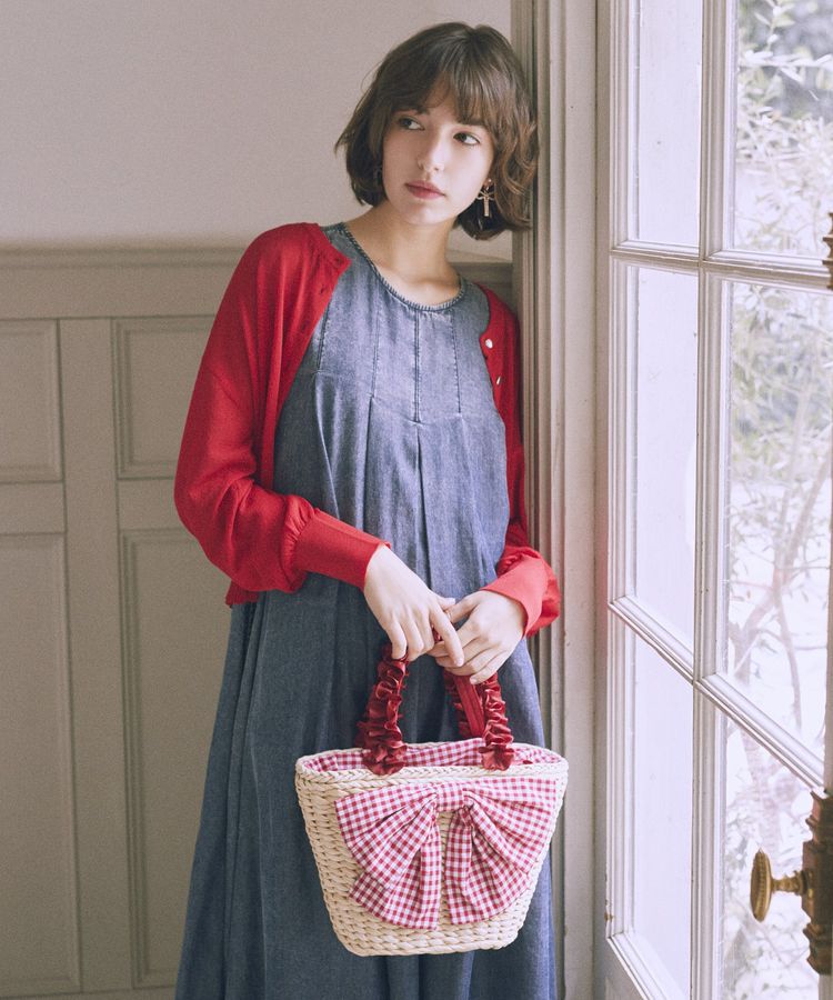 Maison de FLEUR「リボンメイズフリルハンドルカゴバッグ」|ハンドバッグ|