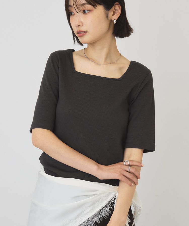 AMERICAN HOLIC「【接触冷感・UVカット】スクエアネック5分袖プルオーバー」|Tシャツ・カットソー|
