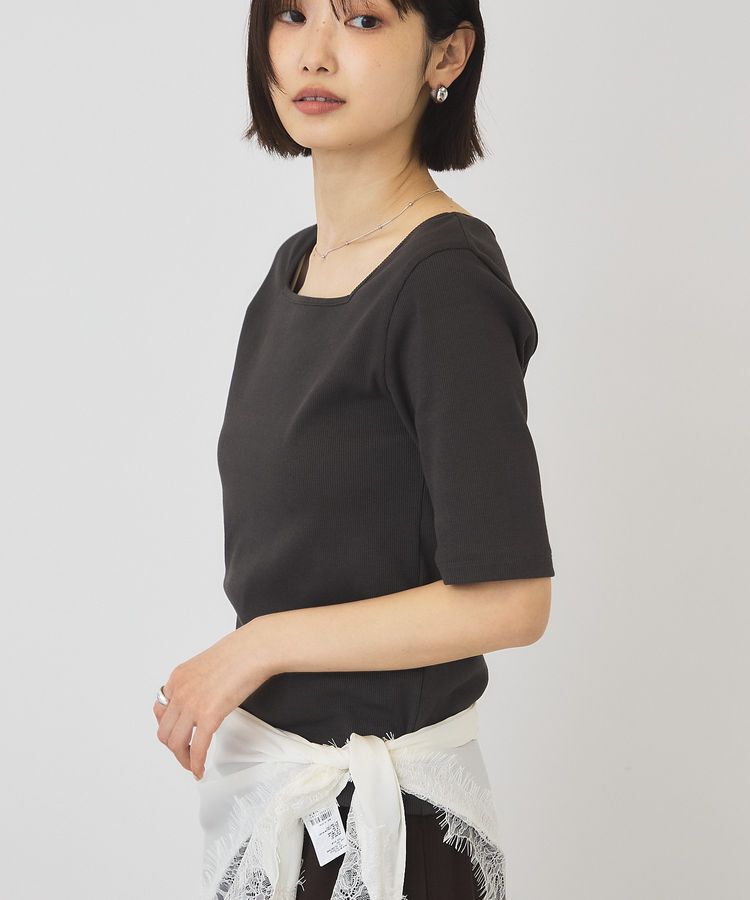 AMERICAN HOLIC「【接触冷感・UVカット】スクエアネック5分袖プルオーバー」|Tシャツ・カットソー|