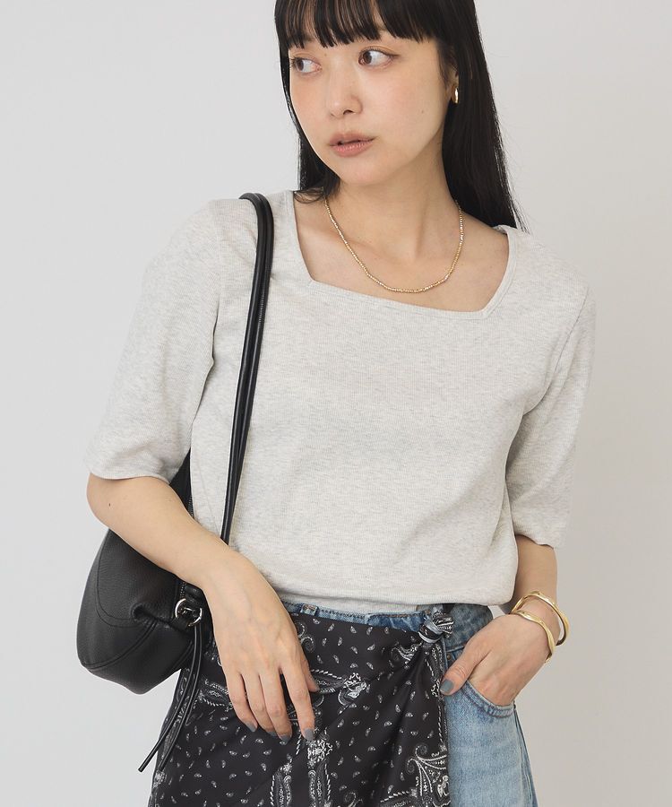 AMERICAN HOLIC「【接触冷感・UVカット】スクエアネック5分袖プルオーバー」|Tシャツ・カットソー|