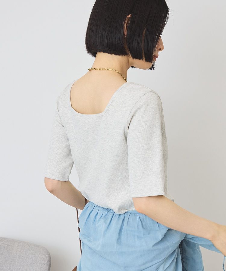 AMERICAN HOLIC「【接触冷感・UVカット】スクエアネック5分袖プルオーバー」|Tシャツ・カットソー|