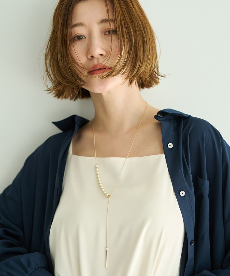 YECCA VECCA「2wayコットンパールスライドラリエット」|ネックレス|Gold