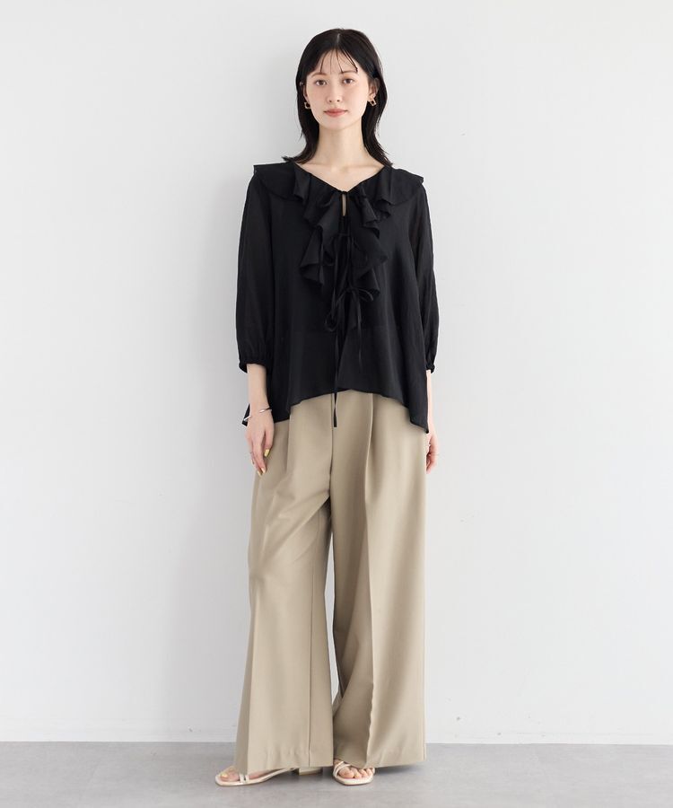 YECCA VECCA「ラッフルリボンシアーブラウス」|シャツ・ブラウス|