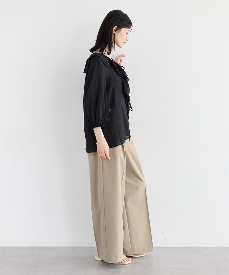 YECCA VECCA「ラッフルリボンシアーブラウス」|シャツ・ブラウス|