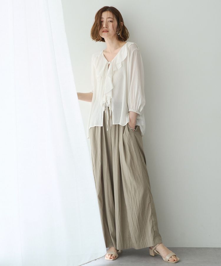 YECCA VECCA「ラッフルリボンシアーブラウス」|シャツ・ブラウス|