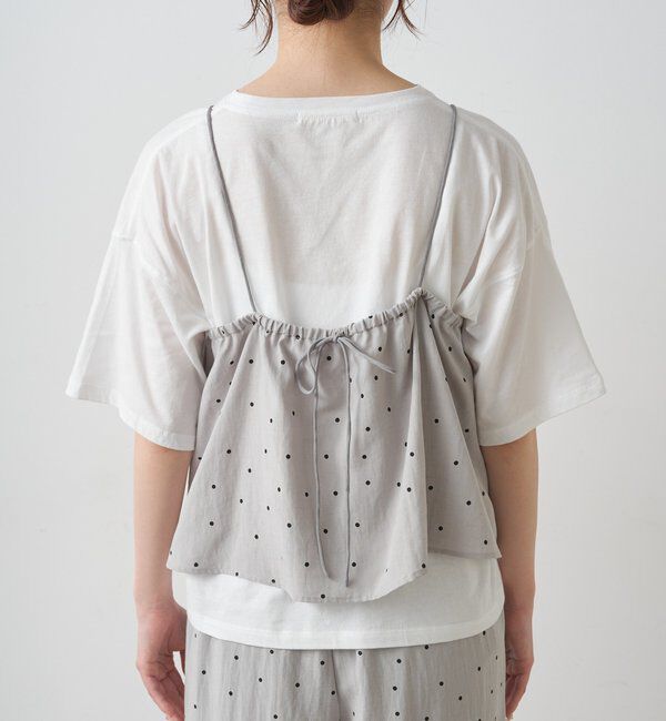  「【セットアップ対応】ドット柄ビスチェ+Tシャツセット」|キャミソール|