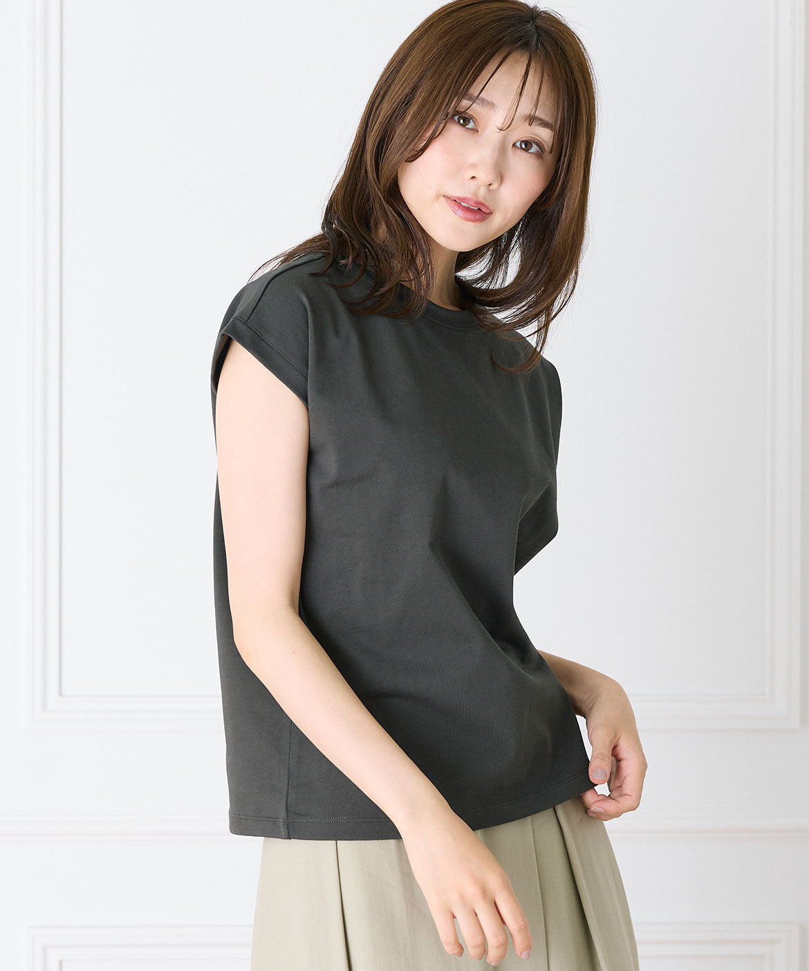 INED「フレンチスリーブTシャツ」|Tシャツ・カットソー|