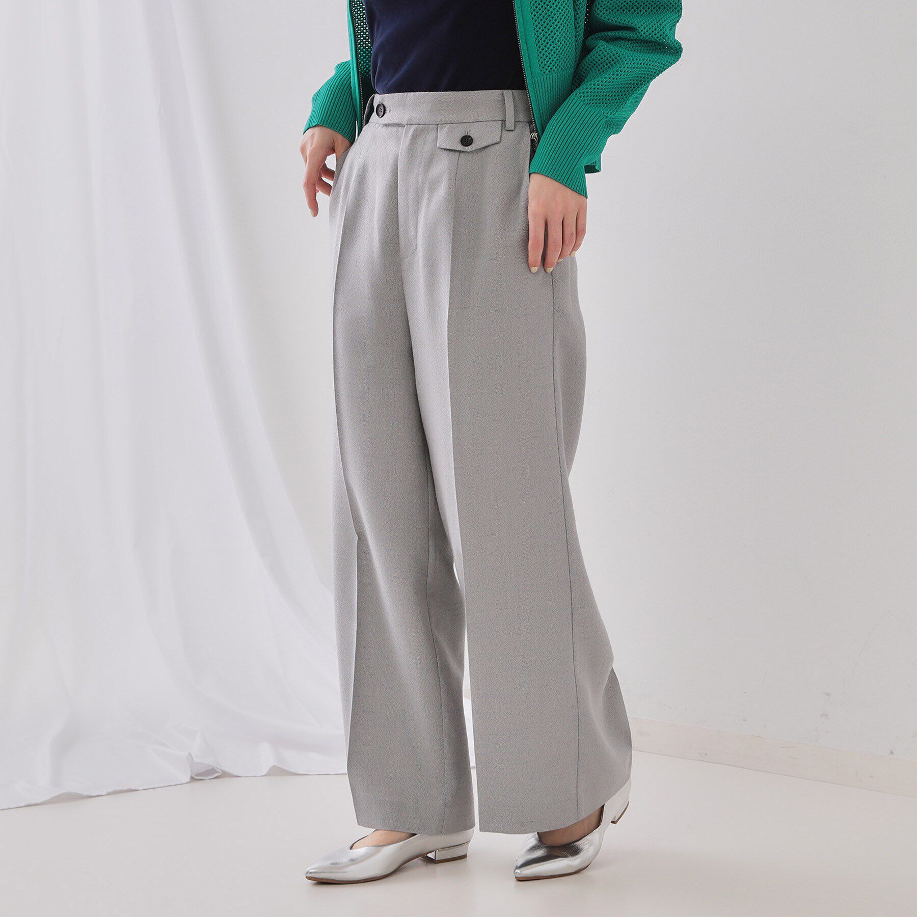 OPAQUE.CLIP「麻混ラメワイドパンツ【洗濯機洗い可】」|その他|グレー(612)