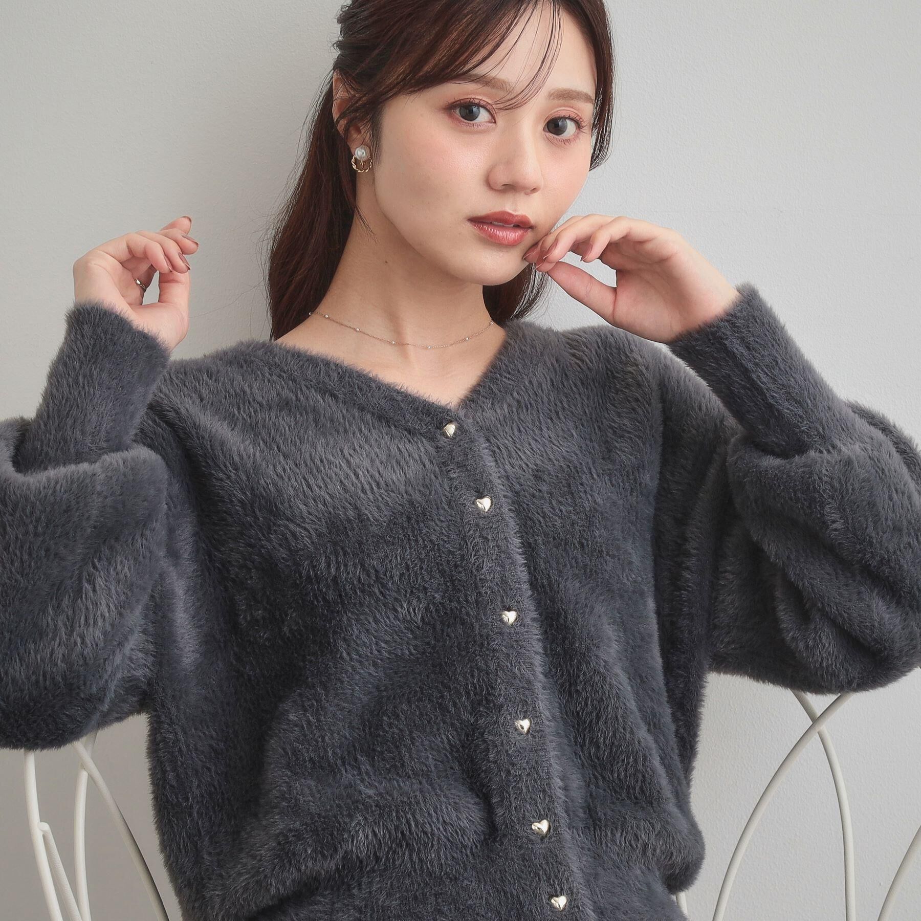 Couture broach「【ふわふわ/前後2WAY】フェザーカーディトップス」|カーディガン|