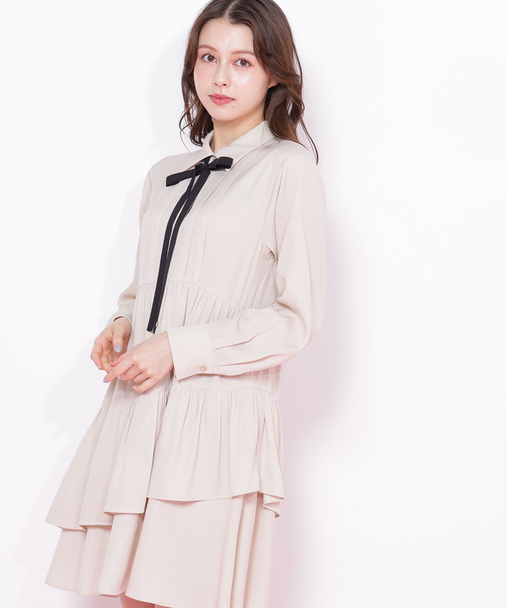  「ティアードミニシャツワンピース」|ワンピース|