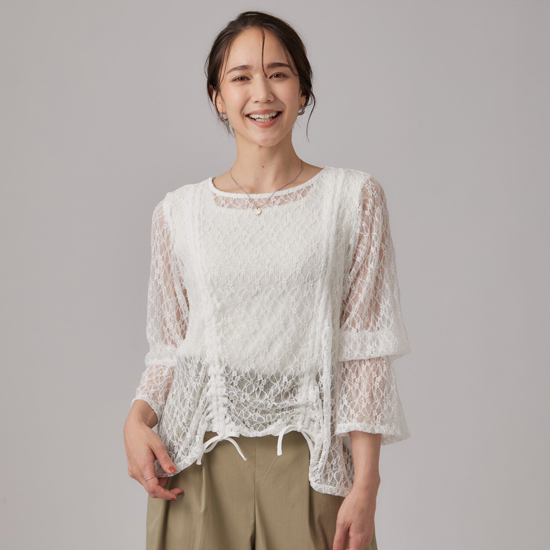 SHOO･LA･RUE「レイヤードスタイルに活躍する レースシャーリングトップス」|Tシャツ・カットソー|