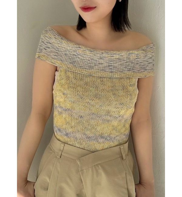 dazzlin「【WEB限定】2wayオフショルニットトップス」|ニット・セーター|イエロー