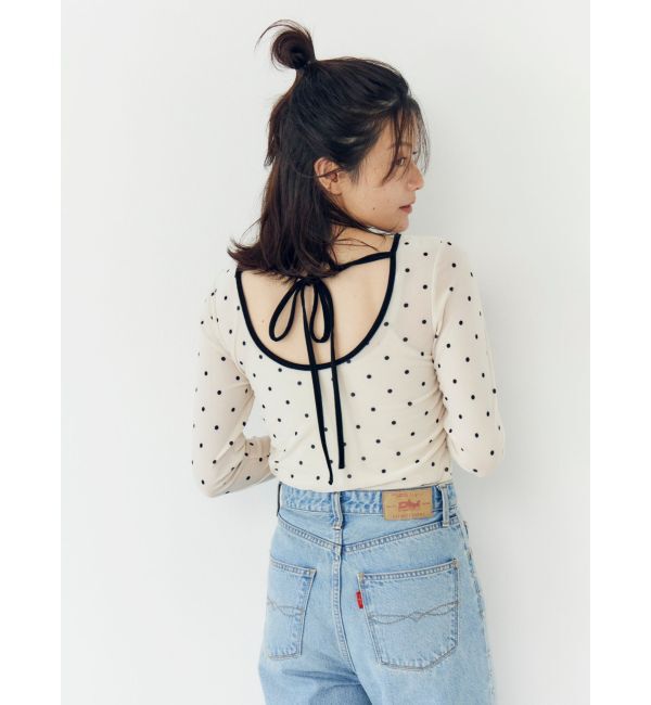 Ungrid「バックオープンドットシアーベロアロングスリーブTee」|Tシャツ・カットソー|