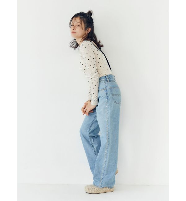 Ungrid「バックオープンドットシアーベロアロングスリーブTee」|Tシャツ・カットソー|