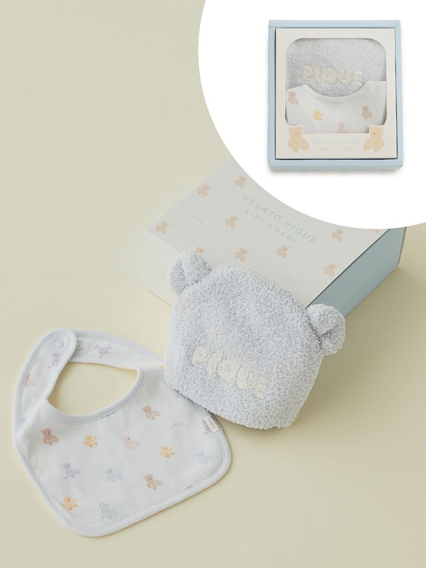 GELATO PIQUE KIDS & BABY「【ラッピング済み】【BABY】ベアニットキャップ&スタイ2点セット ギフトBOX」|その他ベビー用品|BLU