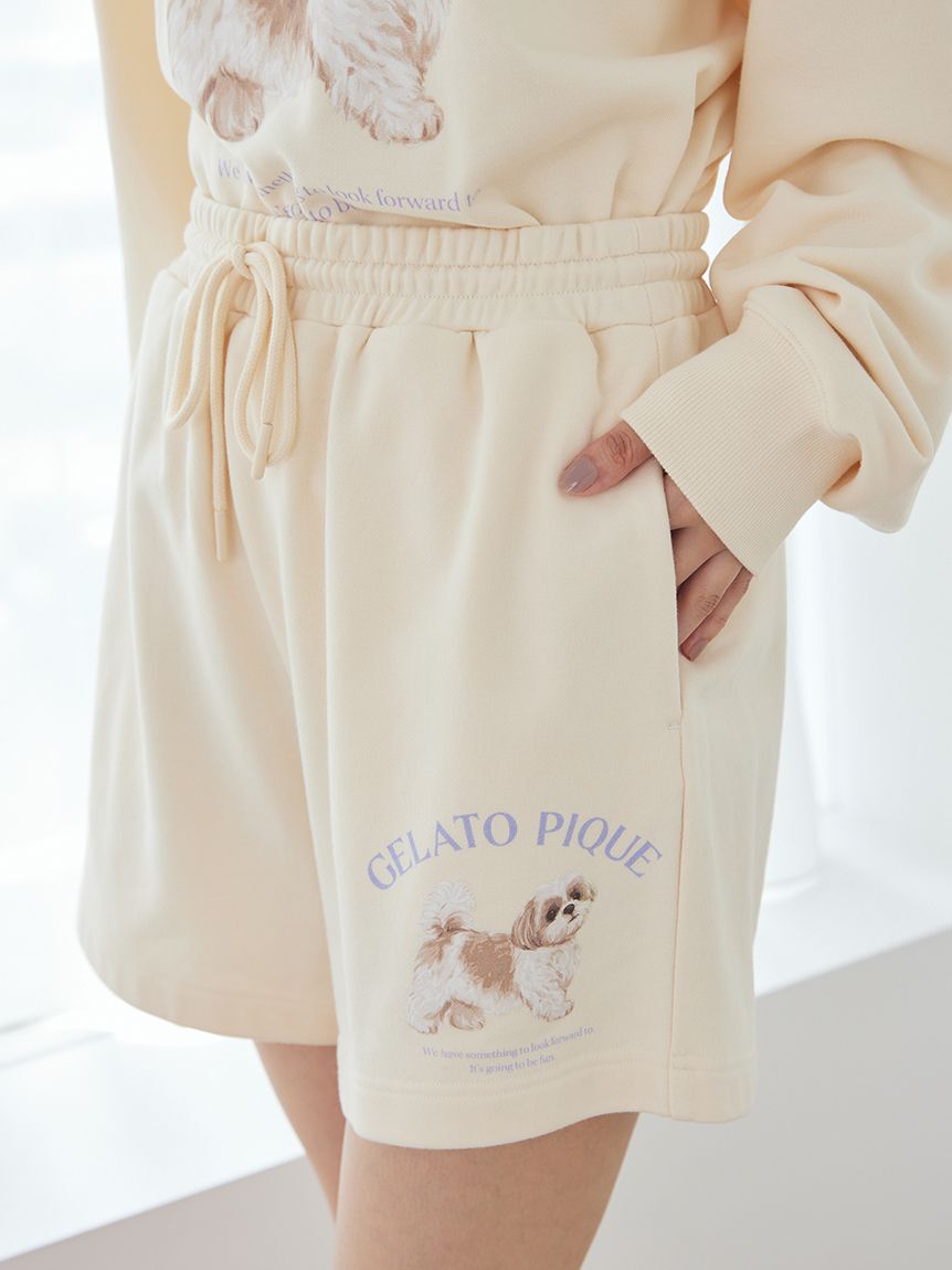 gelato pique「【UVカット】お散歩ドッグ裏毛ショートパンツ」|ルームウェア|