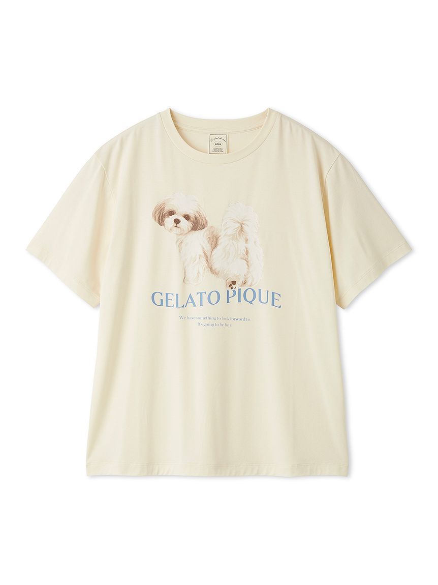 gelato pique「【接触冷感】【UVカット】お散歩ドッグワンポイントTシャツ」|ルームウェア|