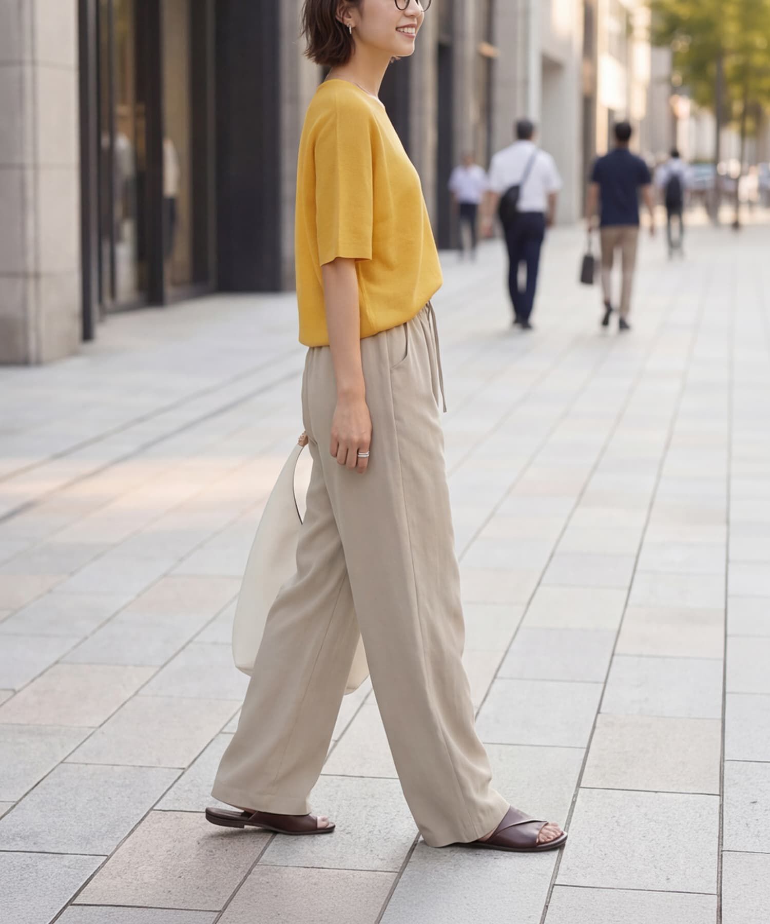 STYLE DELI「【LUXE】麻混リラックスVネックニットトップス」|Tシャツ・カットソー|
