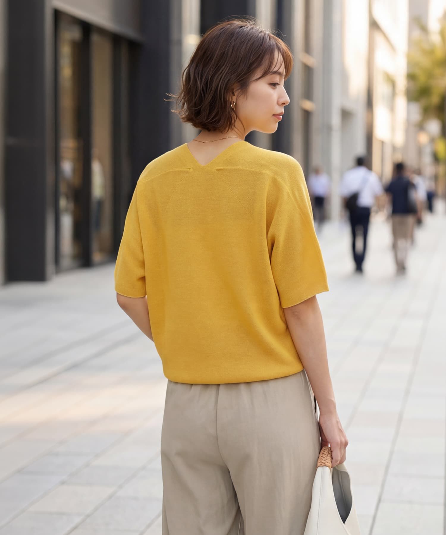 STYLE DELI「【LUXE】麻混リラックスVネックニットトップス」|Tシャツ・カットソー|