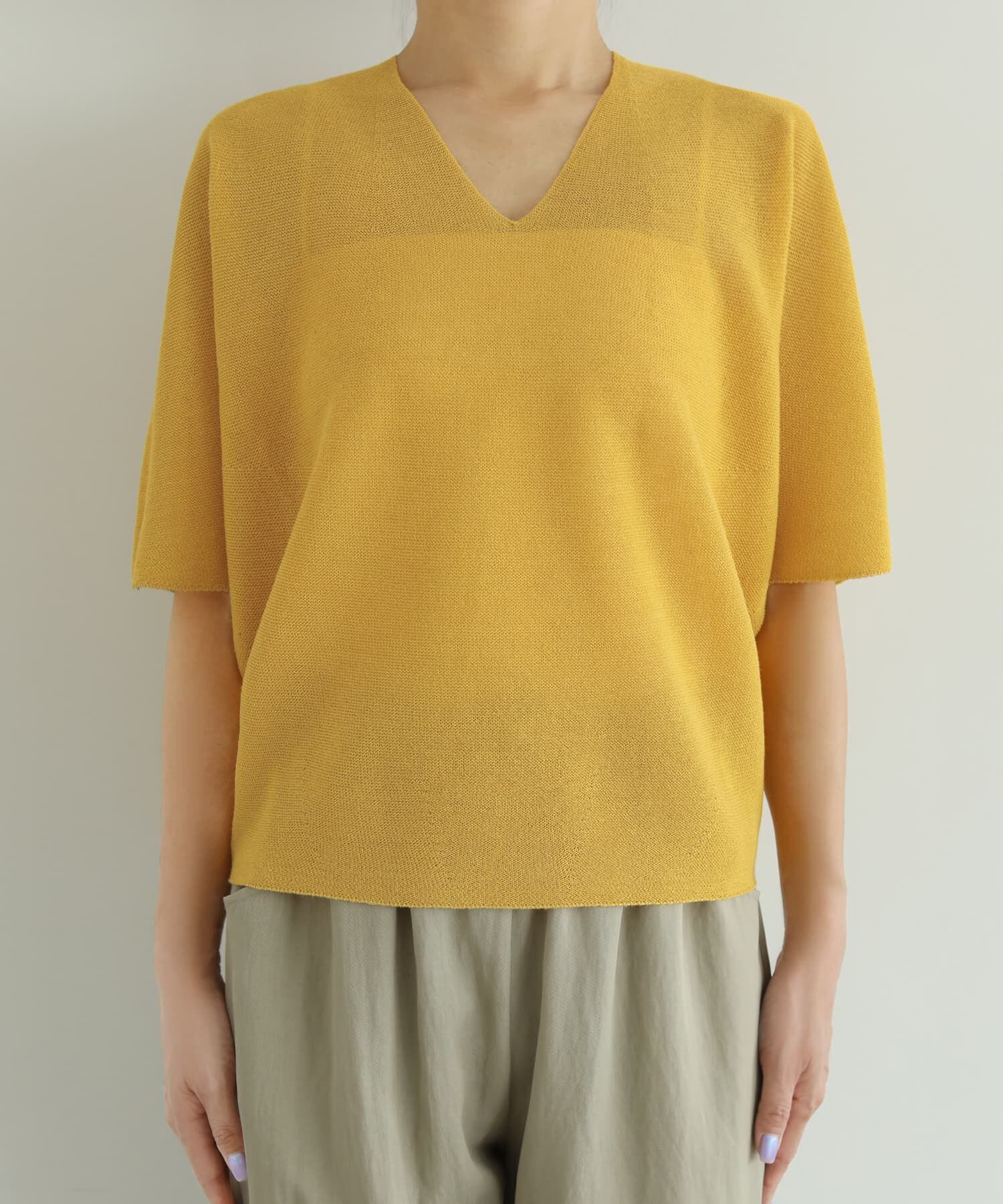 STYLE DELI「【LUXE】麻混リラックスVネックニットトップス」|Tシャツ・カットソー|