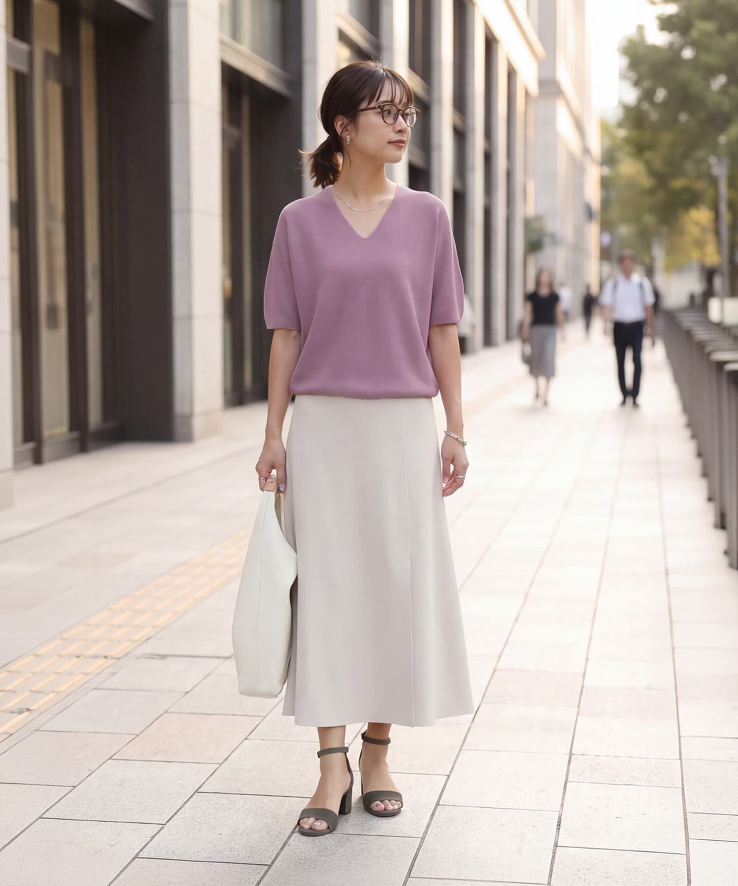STYLE DELI「【LUXE】麻混リラックスVネックニットトップス」|Tシャツ・カットソー|